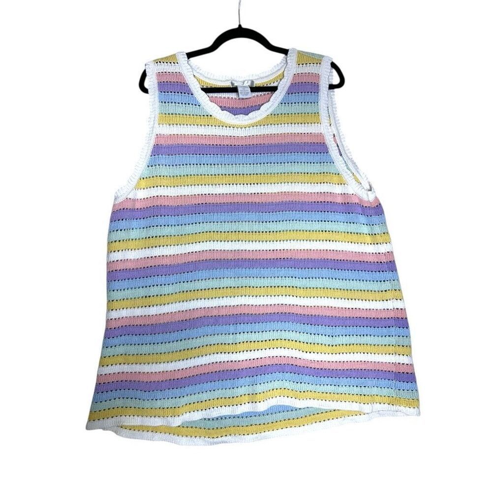 Design History Sleeveless Knit Tank Multicolor Stripe Size 2X